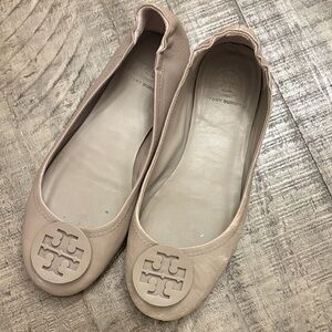 Tory Burch Women's Taupe Logo Flats